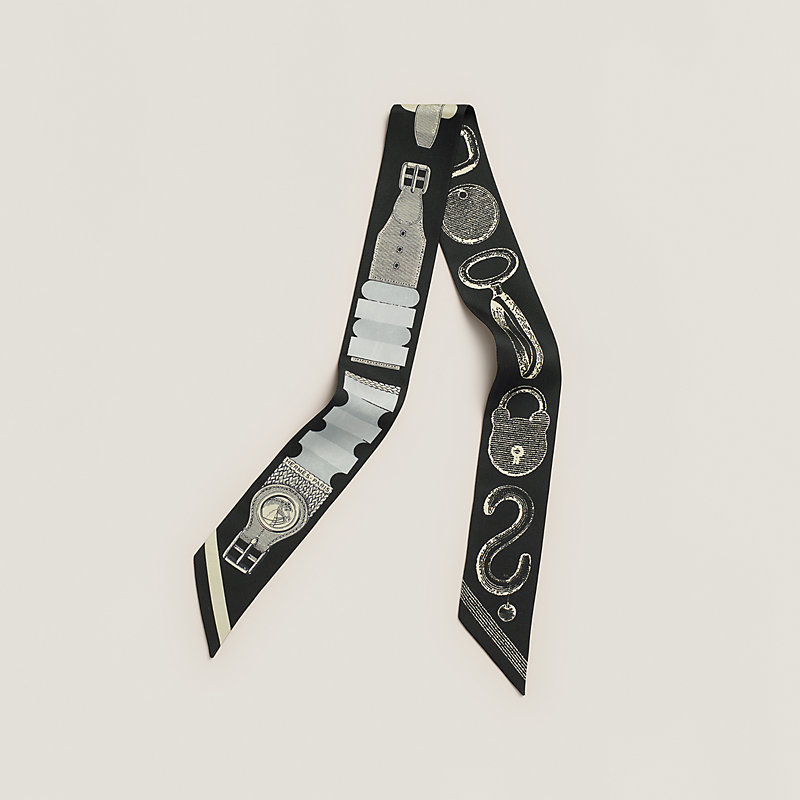 新品　エルメス ブリッドアブロック 詩的な 目録 ツイリー スカーフ Twilly 《ブリッド・ア・ブロック/詩的な目録》 - ホワイト